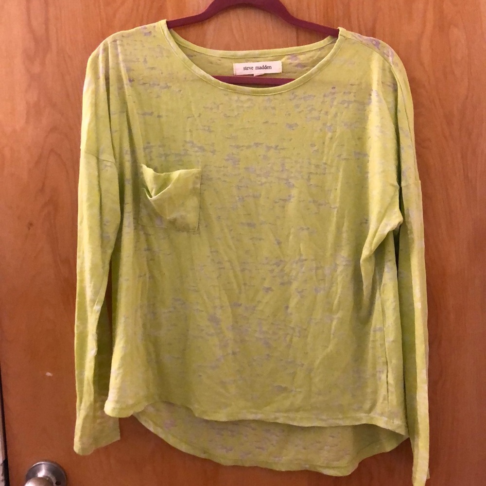 Bright green Steve Madden long sleeve cotton shirt